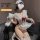 White maid costume lingerie set – busty-free seductive sleepwear with open-crotch design for women