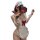 White maid costume lingerie set featuring open-crotch design, cute paw print accessory, and playful aesthetic for women.