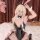 Sexy adult role play outfit featuring a black pu leather bodysuit with cut-out bust design, bunny ears, and stockings for an ...