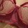 Wine red plus size lingerie set featuring sheer mesh bra with lace cutouts and matching panties, perfect for a sexy look.