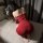 Sexy red lace bodysuit dress with thong-style design, perfect for winter new year outfits.