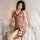 Womens deep v lace slit leopard print lingerie set - seductive sleep dress & matching set, plus size pure desire nightwear, f...
