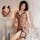 Womens deep v lace slit leopard print lingerie set - seductive sleep dress & matching set, plus size pure desire nightwear, ...