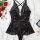 Womens full lace bodysuit - sheer sexy lingerie for women, elegant with deep v-neckline and bow detail