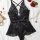 Womens full lace bodysuit - sheer sexy lingerie for women, elegant with deep v-neckline and bow detail