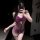 Woman wearing purple lace bodysuit with bow detail, sheer open-crotch design for date night.