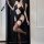 Sexy womens bodysuit featuring lace cut-out design, open slit, and halter neck, perfect for bold fashion statements.
