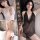 Sheer mesh halter chemise in black and white, featuring lace details and a seductive design for elegant sleepwear.