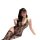 Woman wearing black lace open-crotch bodysuit with thigh-high stockings, style erotic lingerie set.