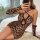 Sexy womens leopard print lace chemise with cutout design, perfect for bridal sleepwear or lingerie sets.