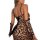 Sexy womens leopard print lace chemise, elegant design with black accents, perfect for bridal sleepwear or lingerie sets.