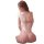 Woman wearing pink low-cut push-up lace chemise set with matching thong, showcasing back view of satin sleepwear.