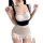 Womens maid costume set featuring a white bodysuit with ruffles, black accents, and bell detail, perfect for small bust enhan...