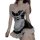 Sexy maid costume for women, featuring black and white lace design with corset detail, perfect for role play and adult entert...