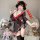 Womens seductive japanese-inspired lace kimono set - sheer backless robe with alluring floral print, featuring cherry blossom...