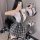 Womens seductive lingerie set - schoolgirl costume outfit, featuring a pure white blouse with plaid skirt, designed for colle...