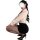 Woman in white blouse, black skirt, and stockings posing seductively; womens seductive ol secretary costume - sexy airline st...