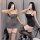 Womens sensual fairy-themed ice silk slip dress with backless design and maid-inspired striped set, perfect for evening elega...