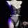 Womens sensual pearl-chain strap bodysuit - sheer deep v lace sleepwear with open-crotch design