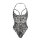 Black sheer lace bodysuit with floral pattern, backless design, and open-crotch for a seductive, tight-fit look.