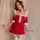 Womens sexy christmas lingerie set - halloween sleep dress, featuring a festive red design with white accents, perfect for ro...