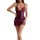 Woman wearing purple lace sleepwear set with sheer panels and bows, designed for intimate nights and role play.