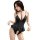 Womens sexy black lingerie set with open-crotch design, featuring a tight-fit bodice and ruffled hem for bold confidence.