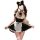 Sexy maid costume with black and white dress, fluffy ears, and heart-shaped face mask. perfect for role play or sleepwear. pl...