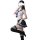 Sexy womens role play student outfit featuring a sheer top, navy skirt, and thigh-high stockings with open-crotch design for ...
