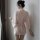 Womens sexy sheer lace sleepwear set featuring a transparent satin sleep robe and matching nightgown, styled like a boyfriend...
