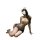 Woman wearing sheer gradient mesh open-crotch bodycon sleep dress, seductive lingerie set with lace trim and bow headband.