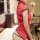 Womens shiny silver thread sheer cheongsam lingerie set - sexy slit mesh costume outfit for date night