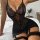 Womens silk-look lace sleep set featuring a cami top with lace detailing, loose fit design, and matching garter stockings for...