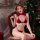 Sexy womens velvet lingerie set with christmas-themed headband, perfect for festive occasions. includes push-up bra and match...
