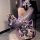 A woman wears a luxurious wuli tu temptation lingerie set, featuring a deep v japanese kimono style with floral fox dream des...