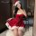 Sexy christmas bunny girl costume set - red corset dress with santa hat for new year performance & party
