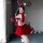 Sexy mesh bodysuit dress for nightclub & new year cosplay, featuring a festive bunny design with red accents and playful bunn...