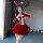 Sexy mesh bodysuit dress for nightclub & new year cosplay, featuring a festive red bunny costume with white accents and long ...