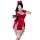 Red christmas-themed lingerie set featuring a sexy open-crotch design, perfect for festive occasions and sensual nightwear.