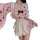 A cute pink japanese kimono-style lingerie set featuring playful bunny and star patterns, perfect for lolita fashion with sof...