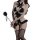 Sexy bunny costume for women featuring a black bodysuit with open-crotch design, fluffy pom-poms, and stockings, perfect for ...