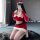 Sexy christmas lingerie set featuring playful split costume, bodycon skirt, and streamer outfit perfect for new year celebrat...