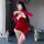 Sexy lace crop top dress set with reindeer antlers, perfect for new year and christmas celebrations. slim fit design ideal fo...