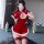 Sexy qipao lingerie set - christmas costume & new year outfit for women, featuring festive red and white design with stocking...