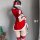 Sexy qipao lingerie set - christmas costume & new year outfit for women, featuring festive red and white design with fur trim...