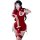 Sexy red qipao with festive trim, perfect for christmas costumes or new year outfits.