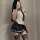Sexy student-style jk uniform with plaid skirt and tie, white blouse, thigh-high stockings, perfect for women seeking a tight...