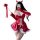 Sexy new year outfit set featuring a red pvc devil costume with lace-up corset, fluffy trimmings, and devil horns, perfect fo...