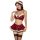 Sexy red plaid christmas-themed lingerie set with fluffy trimmings, perfect for festive occasions or cosplay outfits.