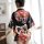 A woman wears a xiucisha kimono-style seductive sleep dress featuring vibrant floral patterns and a bow tie, perfect for inti...